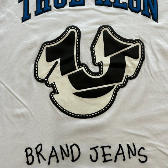 True Religion Brand Designer Jeans Graphic White T-shirt 2XL - Picture 2 of 8
